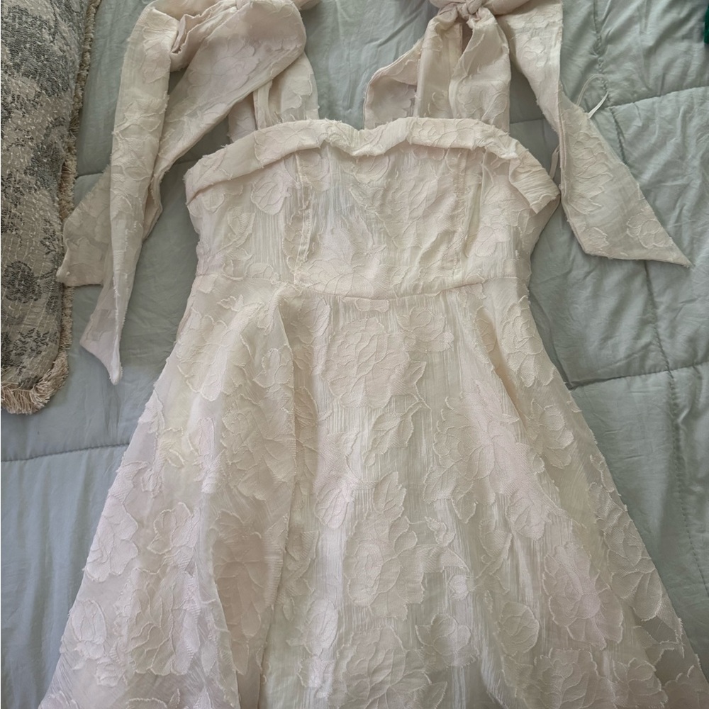 Elegant Cream Floral Dress